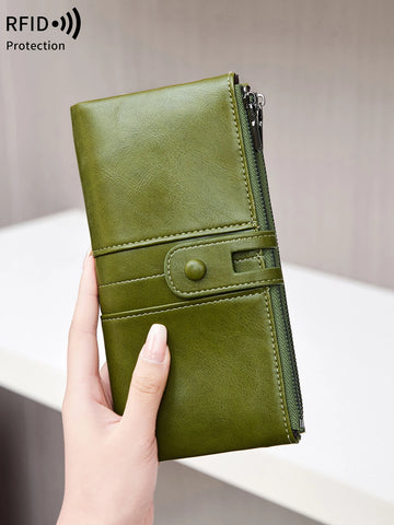 Xajzpa RFID Women's Long Wallet PU Leather Handbag with Multiple Card Slots, Coin Zipper Wallet, Women's Mobile Wallet